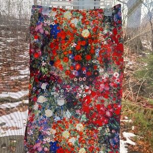 Vintage Tristan pencil skirt - Poppy & wildflower print, Size 6